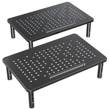 2 PCS Monitor Stand Riser 3 Height Adjustable Laptop PC Printer Mesh Metal picture