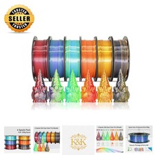 Elegant 6-Spool Silk PLA Dual Color Filament Set - Perfect for Creative Projects picture