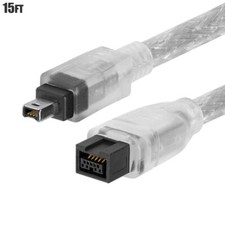 15FT Firewire 800 9-Pin Male to 400 4 Pin Male IEEE 1394 iLINK DV Cable Clear picture