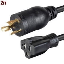 2FT Power Cable Cord Locking Connector NEMA L5-20P to NEMA 5-15/20R 12AWG 20A picture