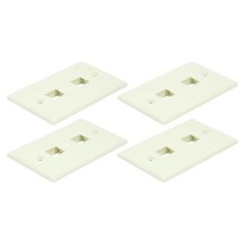 4x 1-Gang 2 Port/Hole RJ45/RJ11 Keystone Jack Insert Wall Plate Faceplate Ivory picture