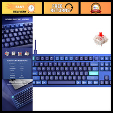 Custom Mechanical Keyboard TKL Wired with Knob, Blue Backlit, Hot-Swappable picture