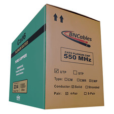 BN Cables Cat6 Plenum Solid 100% Pure Copper 1000ft 550 Mhz Cable in 8 Colors picture