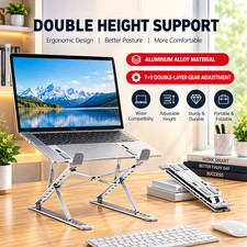 Adjustable Foldable Laptop Stand Aluminum Notebook Holder Computer Riser Desk St picture