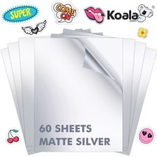 60PK Koala Printable Vinyl Sticker Paper for Printers Water proof Silver Matte picture