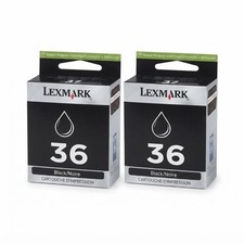 2 PACK LOT Genuine Lexmark 36 BLACK Ink Cartridges Box X Series X4650 X3650 ✅ picture