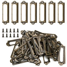 50Pcs Metal Library Label Holders, File Cabinet Label Frames with Screws, Car... picture