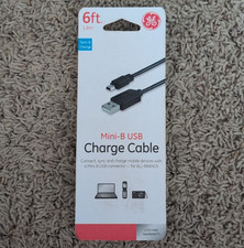 GE USB Cable 6 ft Sync & Charge Black USB Type A Male to Mini-USB Type B picture
