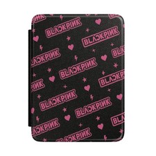 BLACK and PINK logo pattern Kindle Case pink hearts, star print picture