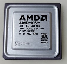 Vintage AMD K6 AMD-K6-200ALR 2.9V Core/3.3V Processor Collection/Gold picture