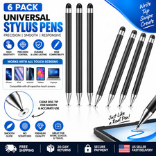 Stylus Pen for Touchscreen, 6 PCS Pencil 2-in-1 High Precision Black picture