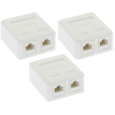 3x 2 Port Cat6 RJ45 Network LAN Surface Mount Box with 2x Keystone Jack White picture