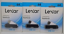 3-Pk- Lexar 64GB JumpDrive TwistTurn2 USB 2.0 Flash Drive Sealed  picture