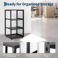 15/20U Heavy Duty Open Frame Network Server Rack with Casters Wall Mount AV Rack picture