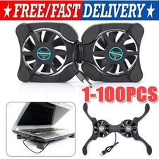 Dual USB Cooling Fan Pad Foldable Slim Fans Cooler Stand For Laptop Notebook LOT picture