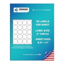 White Sticker Round Labels 2 Circle 2000 Total Laser Inkjet PLS-774MW picture