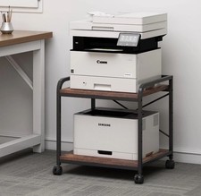 Under Desk Printer Stand, 20 Inches Deep Large Printer Table with Height Adju... picture
