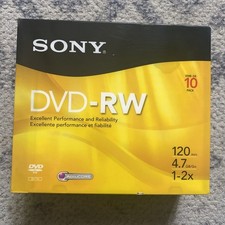 Sony DVD-RW Rewritable 10 Pack 4.7GB 120 minutes Per Disc With Cases Sealed New picture