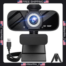 Webcam Full HD 1080P with Microphone, Privacy Cover, Wide Angle, Tripod Mount picture
