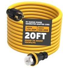 20FT NEMA L14-30P to SS2-50R RV Marine Power Generator Adapter Cord, 30A 20ft picture