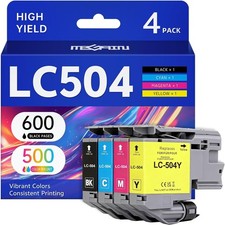 4 Pack Ink Cartridges Replacement for LC504 for Brother Printer MFC.Blk/Cyan/Y/M picture
