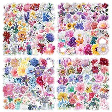 200Pcs Holographic Flower Stickers Pack, Sparkly Aesthetic Floral Pink picture