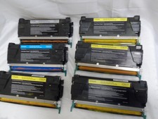 LOT OF 6 LEXMARK EMPTY TONER CARTRIDGES C734A1KG/C734A1CG/C734A1YG (7245-2) picture