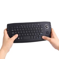 Multimedia 2.4Ghz Wireless Mini Keyboard with Trackball Mouse Scroll Wheel fo... picture