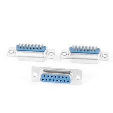 DB15 15 Pin Straight Female D-sub PCB Mounting Connector 3Pcs picture