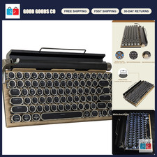 Retro Mechanical Keyboard, Bluetooth 5.0, LED Backlight, 83 Keys, Wood Panel, Co picture