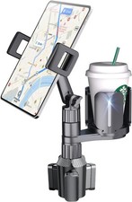 Car Cup Holder Tablet Mount with Extra Drink Holder iPad Phone Stand 4.7-12.9