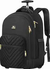 MATEIN Black Rolling Laptop Backpack w/ Wheels, Telescopic Handle, Bottle Pocket picture