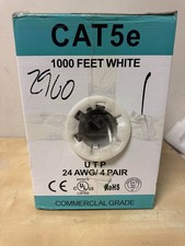 CAT5e Ethernet 1000FT Spool Solid Copper White Cable UTP 24AWG  picture