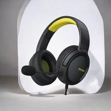 BINNUNE Wired Over-Ear Headset Headband Boom Built-In Mic Double Black/Yellow picture