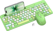 Colorful Wireless Keyboard and Mouse Combo - round Keycaps, 2.4Ghz Retro Typewri picture