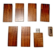 7x Lot Walnut 120MB USB 2.0 Flash Drives w/ Magnetic Caps picture