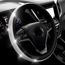 New Diamond Leather Steering Wheel Cover with Bling Bling Crystal Rhinestones... picture