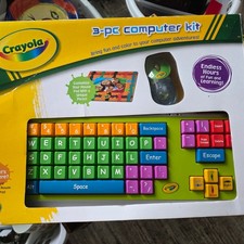Crayola 3pc Computer Set Kids Jumbo Keyboard Water Mouse Pad Set 2009 Sakar NIB picture