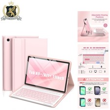 Multi-Angle TPU Leather Galaxy Tab A11 Case with Detachable Pink Keyboard 11