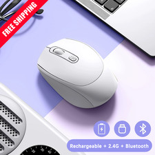 White Wireless Gaming Mouse Bluetooth 5.2 2.4G RGB Rechargeable 1600DPI PC picture