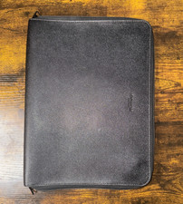 Coach Black Crossgrain Leather Zip-Around Tech Folio iPad Tablet Sleeve Case picture