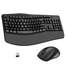 Faadar Wireless Ergonomic Keyboard and Mouse Combo - Dark Black Open Box picture