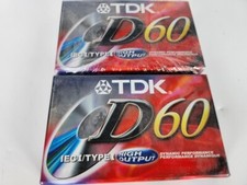 NEW Lot of 2 TDK D60 high output 60db audio cassette tape IEC1 TYPEI picture