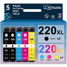5-Pack T220XL 220XL Ink Cartridges For Epson WorkForce WF-2760 WF-2650 WF-2750 picture