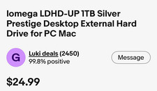 Iomega Prestige 1TB Desktop External HDD USB Silver LDHD-UP for PC/Mac picture