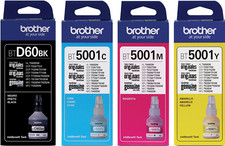 New Genuine Brother BTD60/BT5001 Black Cyan Magenta Yellow 4PK Ink Tank Bag picture