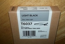08-2026 GENUINE EPSON T6037 LIGHT BLACK 220ml INK STYLUS PRO 7800 9800 7880 9880 picture