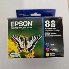 3 Pack GENUINE EPSON 88 Color OEM INK CYAN/MAGENTA/YELLOW T088520 Expired 2021 picture