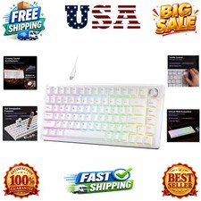 DK81E 75% Mechanical Gaming Keyboard, Hot-Swappable, Wired, White | Gasket Mo... picture