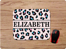 COLORFUL LEOPARD PRINT PERSONALIZE NAME CUSTOM MOUSE MOUSE PAD HOME OFFICE DECOR picture